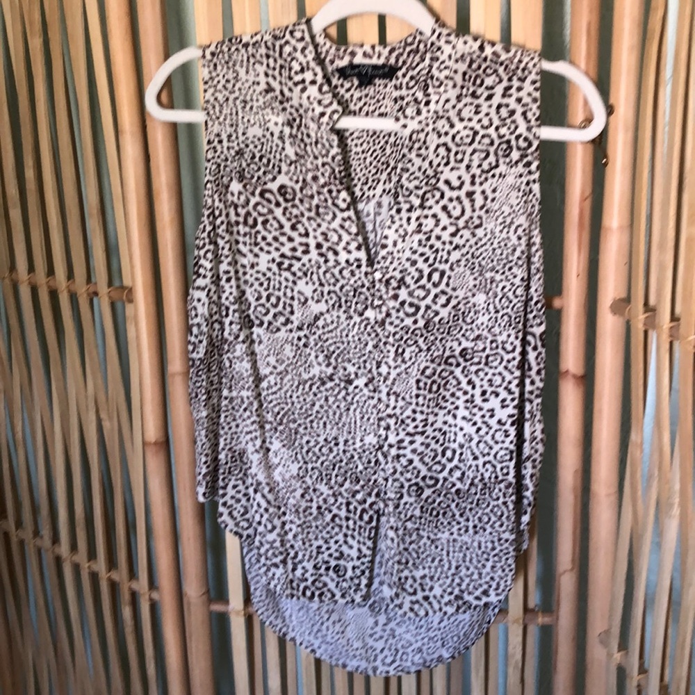EUC Velvet Heart Animal Print Button Blouse Size S